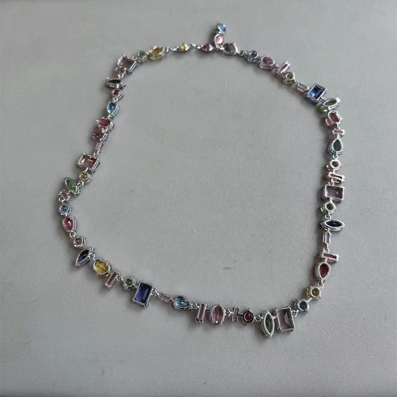 Collana con ciondolo a forma di stella filante color arcobaleno, elemento di blocco femminile, catena in osso di cristallo_voghion.com
