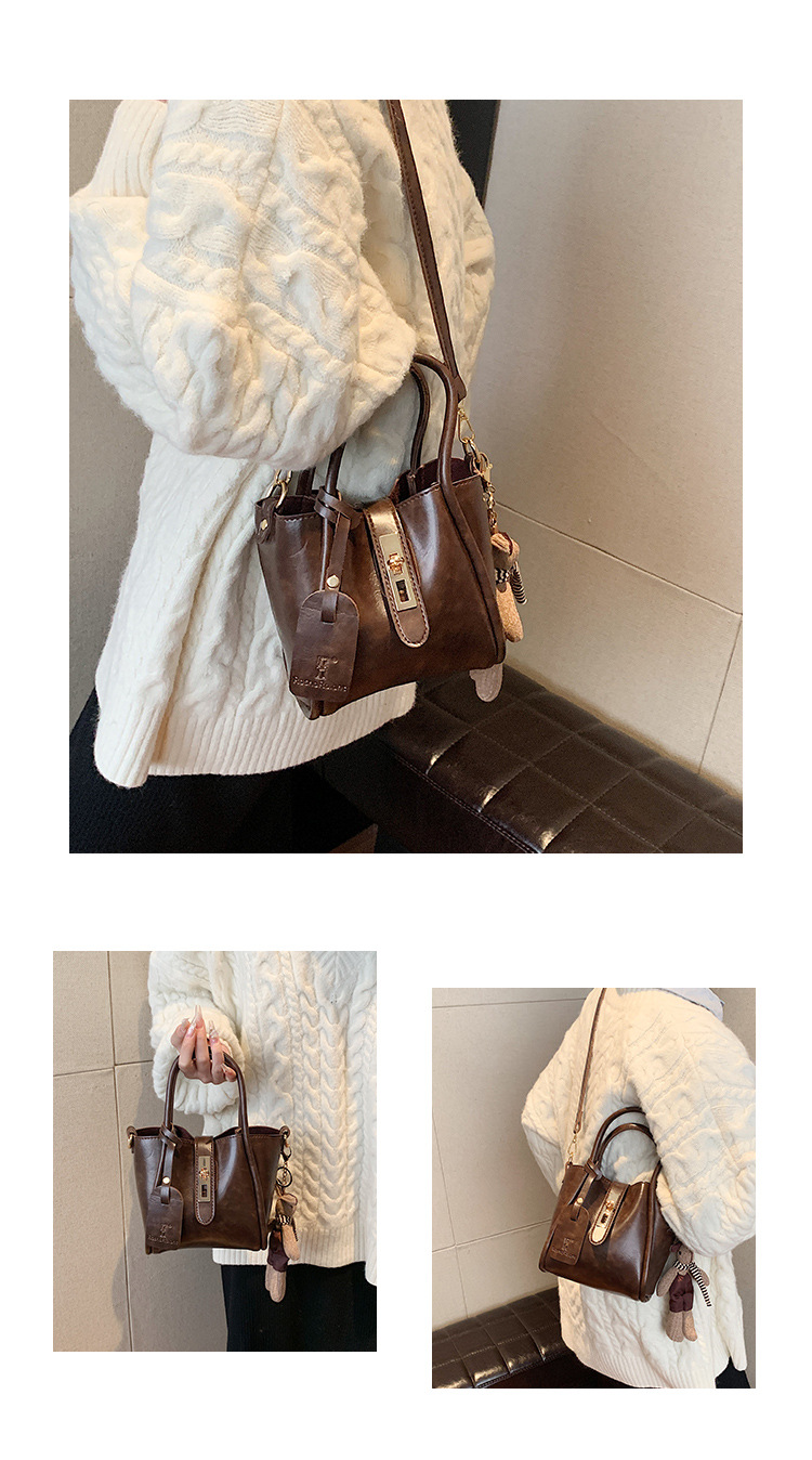 Borsa da donna nuova Borsa a secchiello portatile di fascia alta Modello in pelle alla moda Borsa da donna per pendolari Borsa a tracolla monospalla retrò di grande capacità_voghion.com