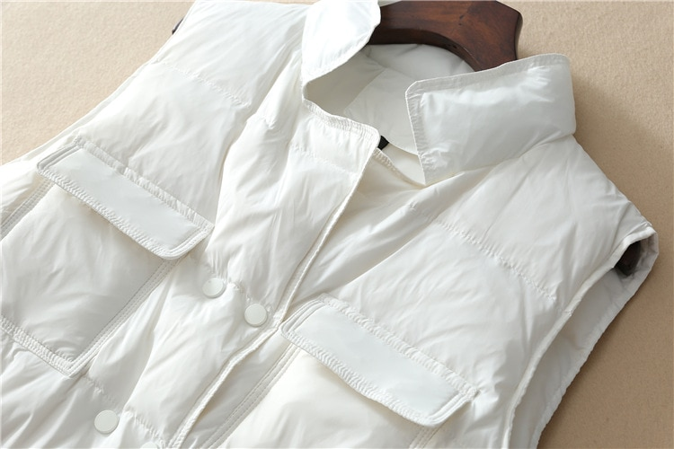 2023 New Light Down Vest Women Gilet corto Gilet caldo leggero antivento Cappotto da donna in piumino d'anatra bianco_voghion.com