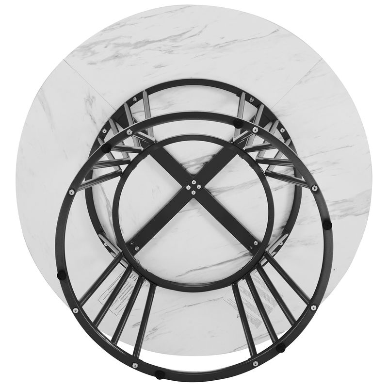 Set 5-teiliges Esstisch, Ronder Tisch (Ø100 Cm) Mit Schwarzen Beinen, Weiße Platte, 4 Grüne Samtstühle_voghion.com