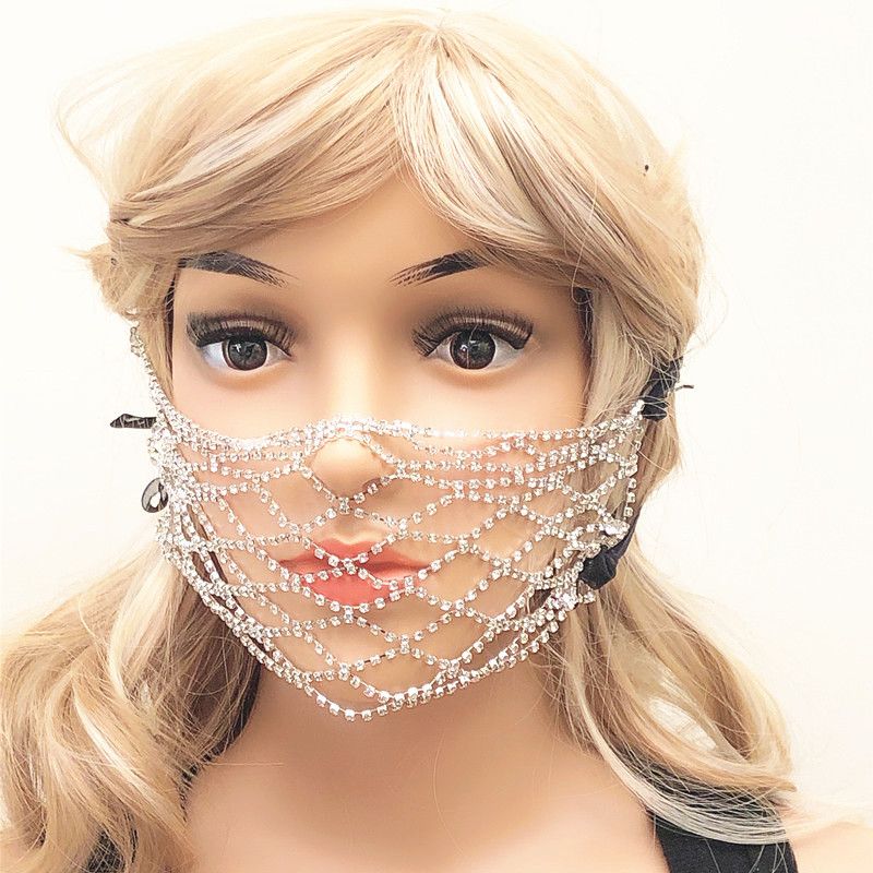 Heiße verkaufende Neuheit Angelnetz Sprudelwasser Diamantmaske Ins personalisierte Blogger vielseitiges Modeaccessoire Maske_voghion.com