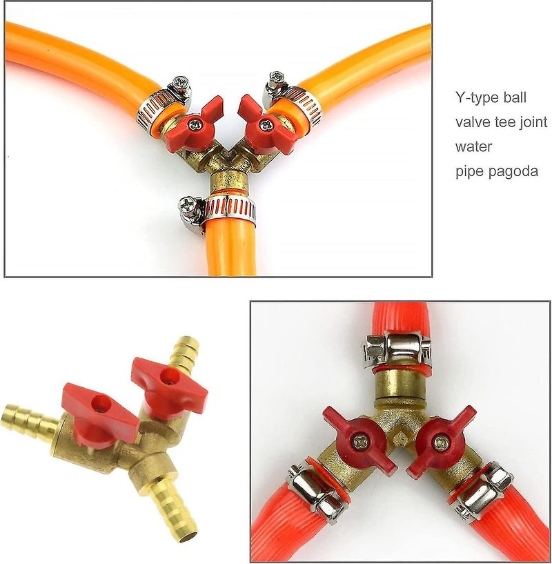 Adaptador de conexão de mangueira de latão de 8 mm tipo Y de 3 vias compatível com ar, água e gás_voghion.com