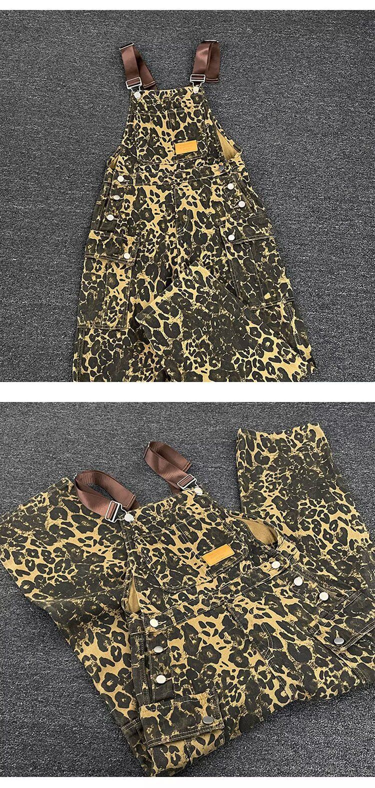 Roupas masculinas Novas calças jeans casuais masculinas Calças jeans casuais com estampa de leopardo de rua_voghion.com