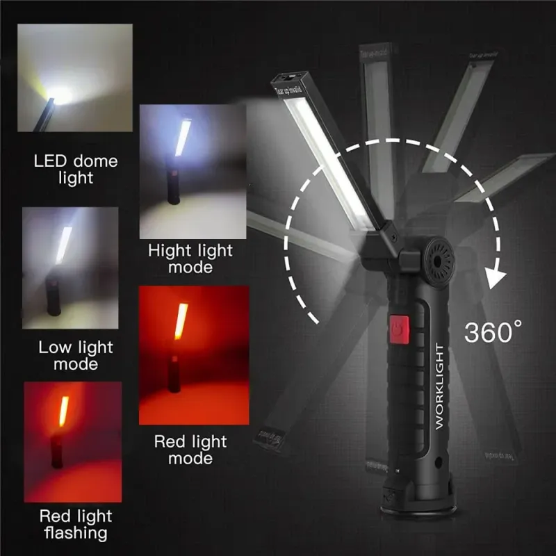 NewPortableCOBLEDFlashlightUSBRechargeableWorkLightMagneticLanternaHangingLampwithBuiltinBatteryCampingTorch_voghion.com