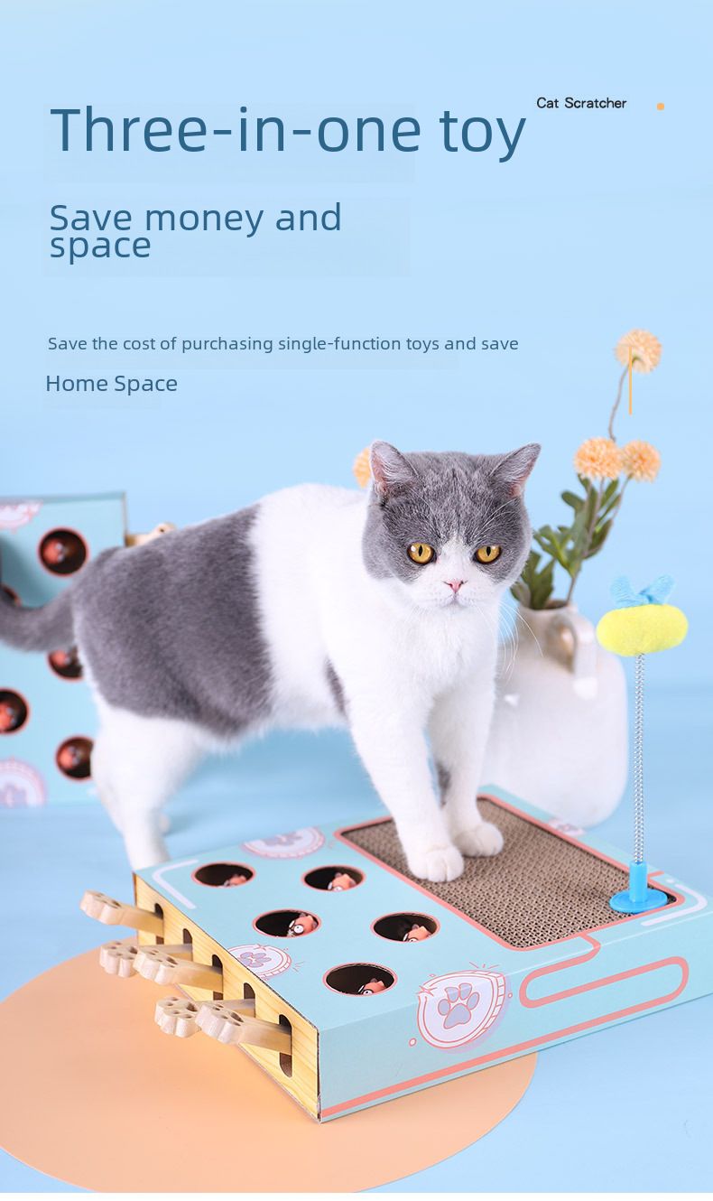Giocattolo per gatti Whack-a-mole, tiragraffi in carta ondulata, giocattolo per gatti, giocattolo multifunzionale per gatti, accessori per gatti_voghion.com