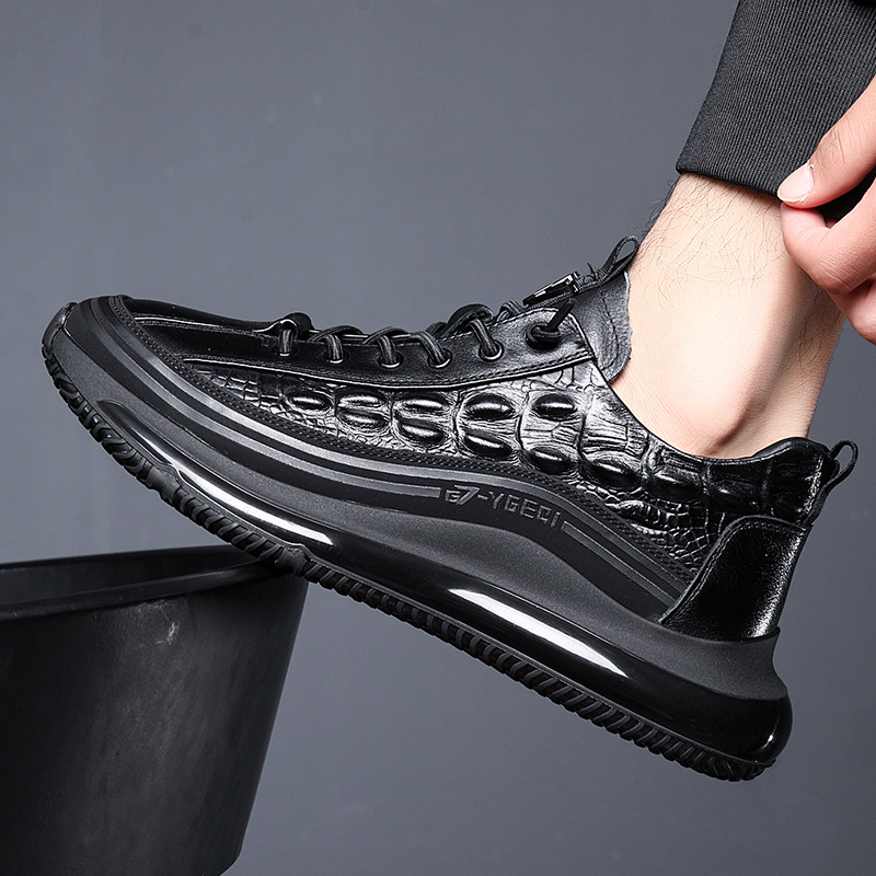 Unbeatable Quality Trendy Sports Men, Low Cut Crocodile Pattern Casual Men's Shoes, Popcorn Soft Soled Running Shoes For Men_voghion.com