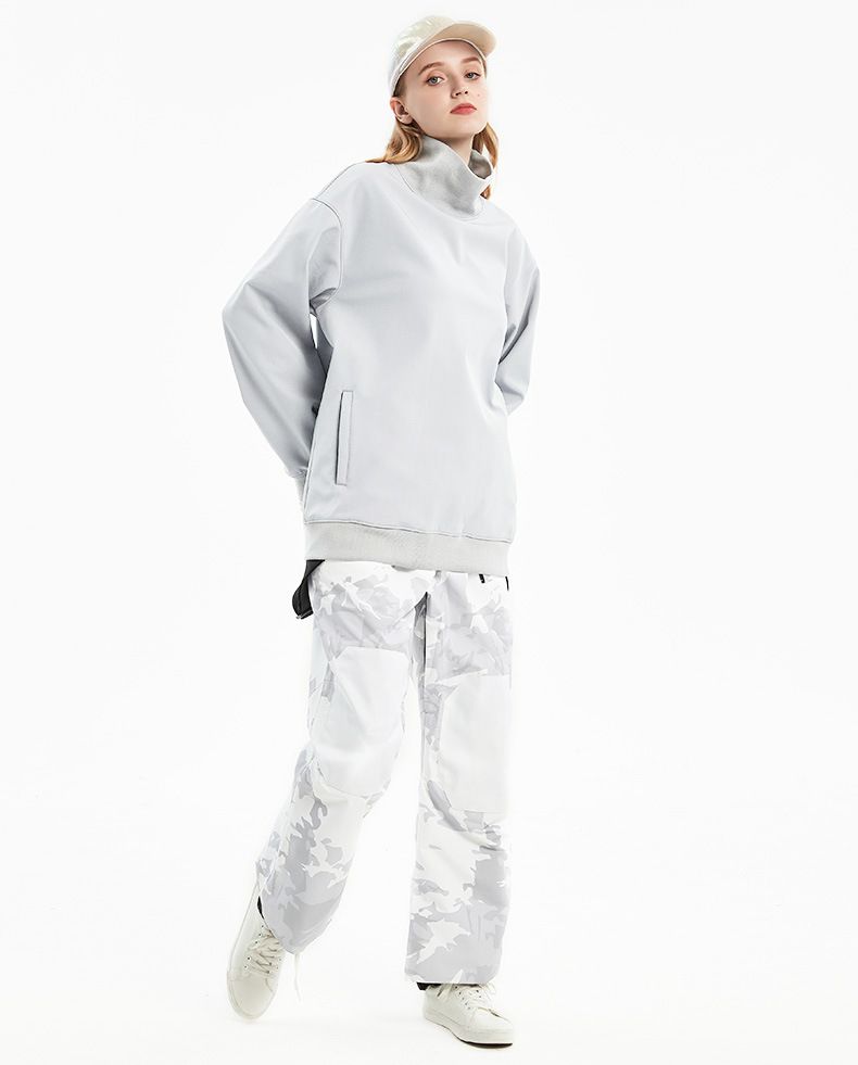 001 Felpa con cappuccio antivento impermeabile tuta da snowboard collo alto maglia da sci foderata in pile pantaloni unisex strato interno_voghion.com