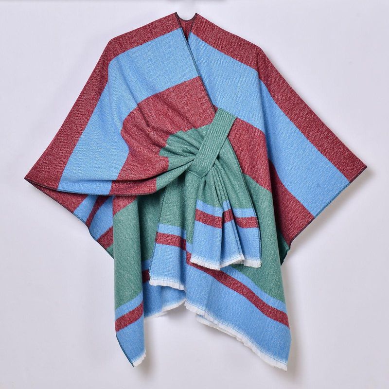 Uusi tuote, eurooppalainen ja amerikkalainen tupsuhihnahuivi, yksinkertainen pidennetty jacquard lämmin viitta_voghion.com