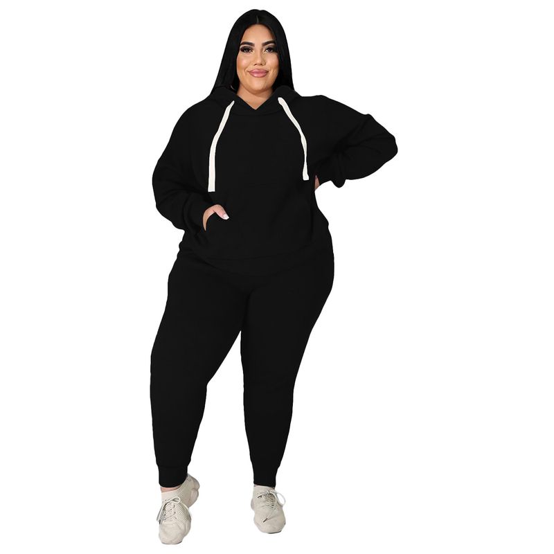 Vêtements pour femmes, Site indépendant, grande taille, mode femme, costume de sport décontracté, sweat-shirt, ensemble deux pièces_voghion.com