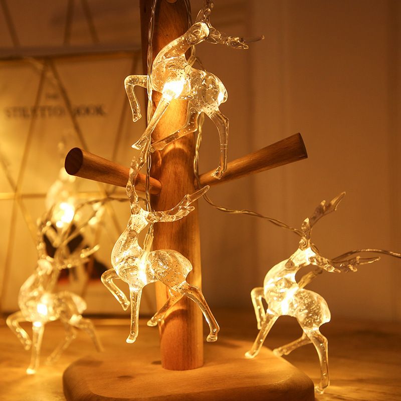 Guirlande lumineuse LED de Noël en forme de renne, blanc chaud et multicolore, avec piles, USB ou prise secteur, décoration d'intérieur/extérieur pour la maison, le centre commercial ou l'hôtel._voghion.com