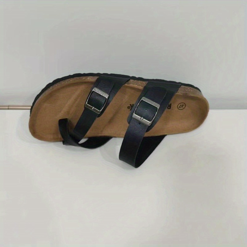 Women's Flat Slide Sandals, Comfortable Open Toe Buckle Strap Shoes, Women's Casual Summer Shoes_voghion.com