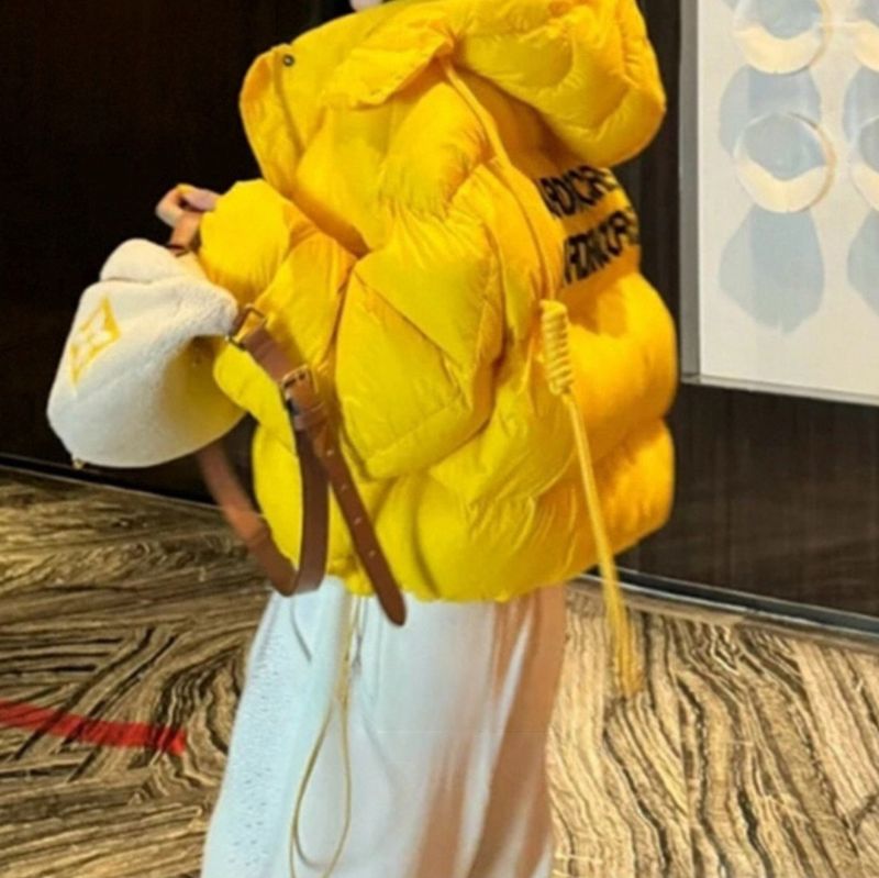Petite Short Letter Hooded Cotton Jacket For Women 2025 New Loose Stylish Thickened Warm Puffer Coat Trendy_voghion.com