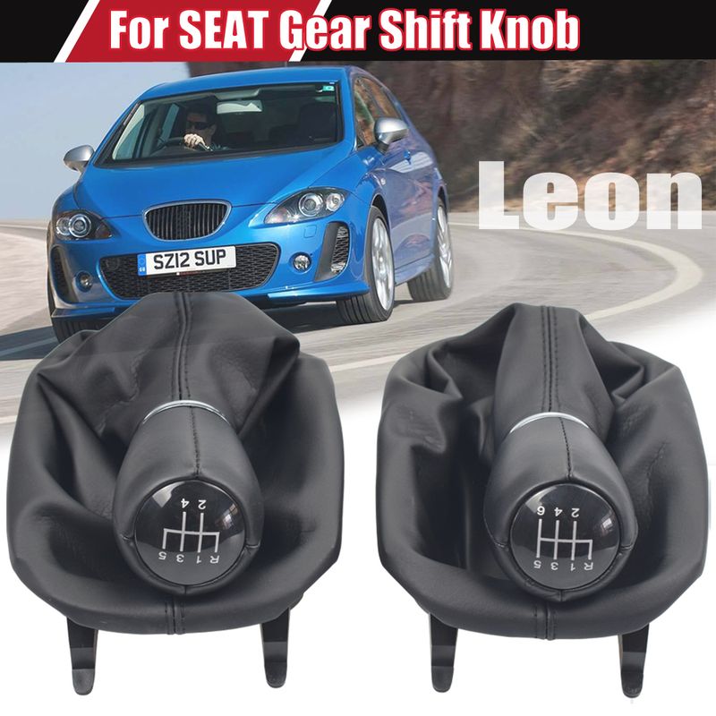 Car Gear Shift Knob Head 5/6 Speed gear shift lever stick with Gaitor Boot Cover SEAT LEON 1 for TOLEDO 2 1998-2005_voghion.com