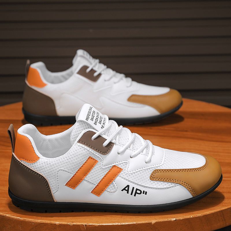 Summer New Breathable Mesh White Men's Trendy Versatile Flat Casual Single Sports Board Shoes_voghion.com