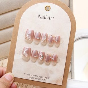 Nails Art & Tools Frosted Golden Autumn Orange Style Long Water Pipe Nail Hot Girl Style Diamond Flower Wear Nail Wholesale Nails_voghion.com