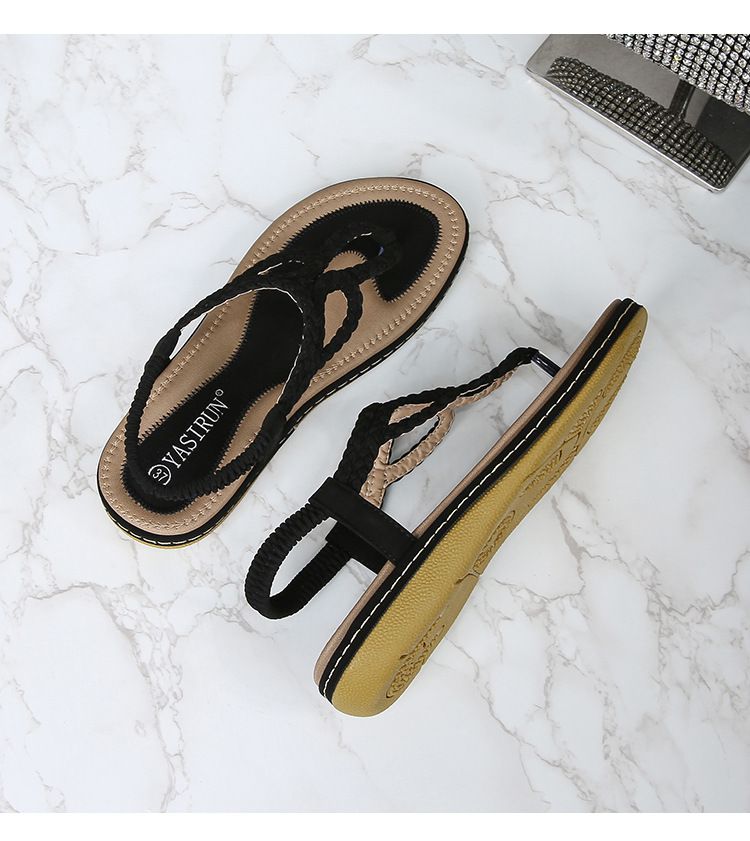 New Patchwork Sandals Women's Simple Light Casual Style Flat Large Size Flip-toe Sandals_voghion.com