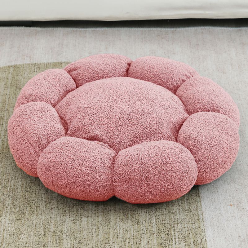 Flower Shape Cat All-Season Warm Plush Teddy Fleece Dog Bed Deep Sleep Pet Round Nest_voghion.com