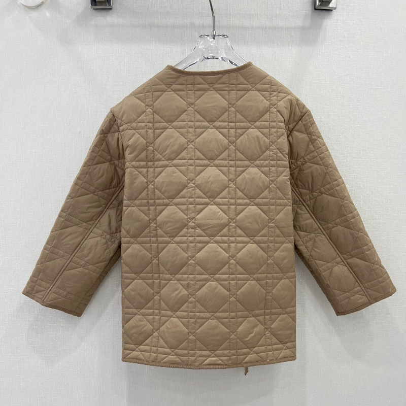 Höst Vinter Kvinnor Slimma Rutiga Quiltade kappor Öppen Dam Designer Varm bomullsjacka med bältebroderi_voghion.com