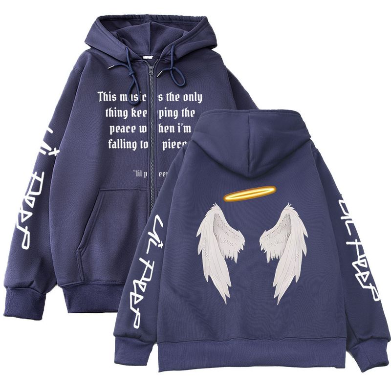 Felpa con cappuccio streetwear con stampa ali d'angelo - Felpa oversize con cerniera per donna | Pullover unisex alla moda | Comodo misto cotone | Colori assortiti (S-XXXL)_voghion.com