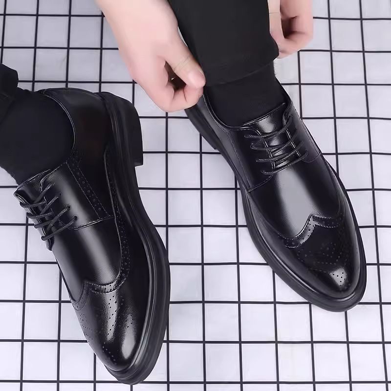 Scarpe da sposa con rialzo traspiranti, stile britannico coreano, stringate, adatte a tutte le stagioni, da uomo, in pelle, formali, casual e da lavoro, nuove._voghion.com