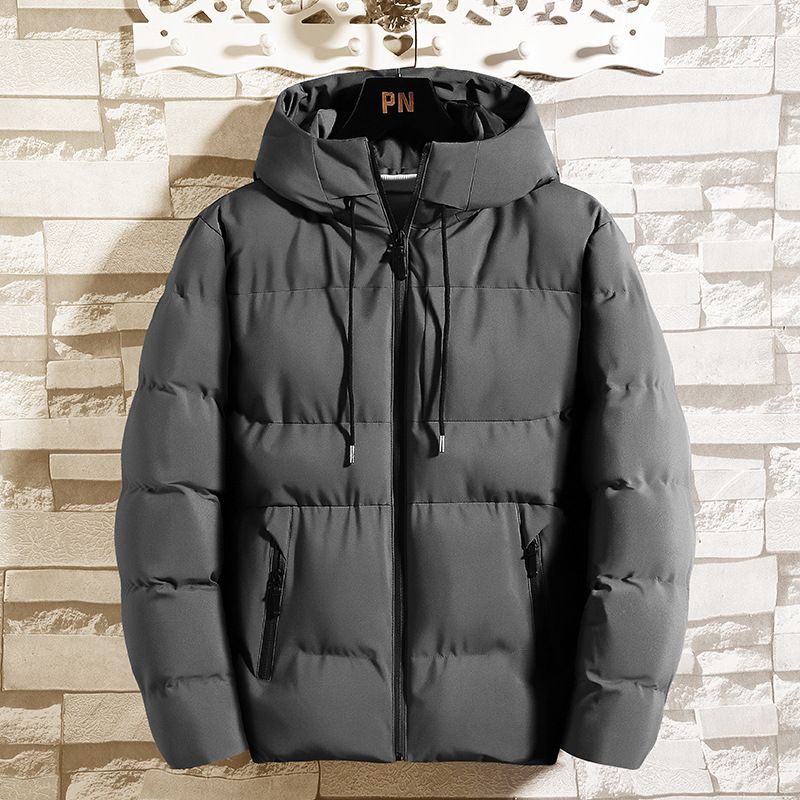 Piumino streetwear con cappuccio da uomo – Cappotto invernale corto con collo alto e tasche con cerniera (nero/grigio/blu navy) – Vestibilità oversize alla moda dalla S alla 4XL_voghion.com