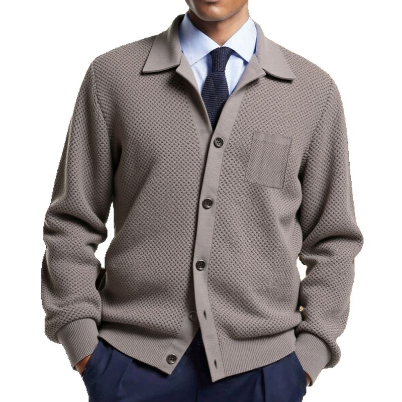 Clothing Autumn Winter New Men's Knitted Cardigan Turn-Down Collar Single-Breasted Sweater Jacket SY0215_voghion.com