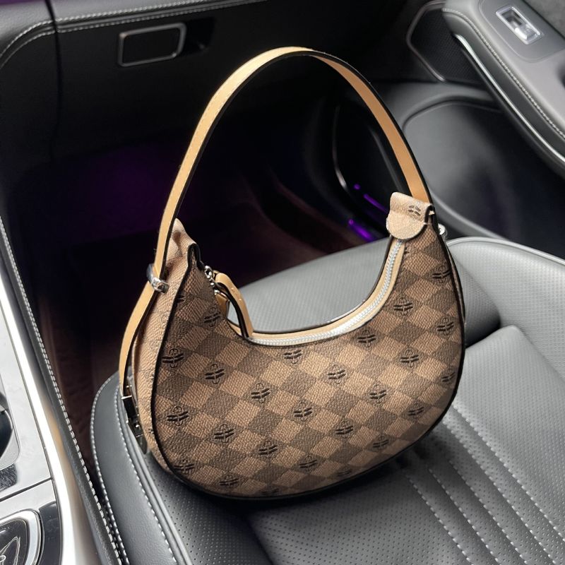 Damen Taschen Neue Tasche Mond Tasche Unterarm Tasche Textur Casual Einfache Lock Schulter Handtasche_voghion.com