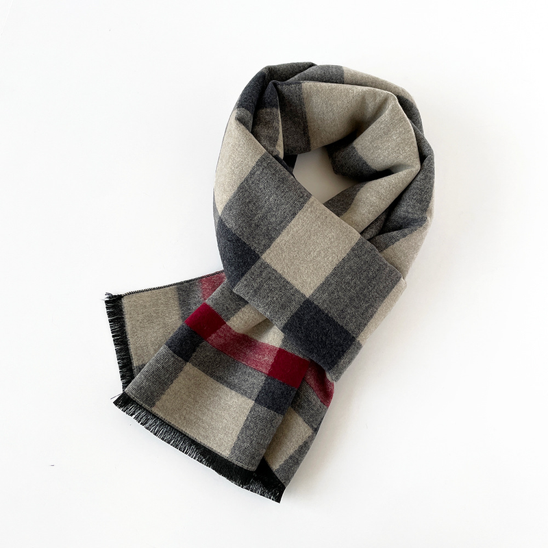 Sciarpa calda da uomo in lana spessa autunno inverno, semplice e alla moda scialle in cashmere in stile britannico_voghion.com
