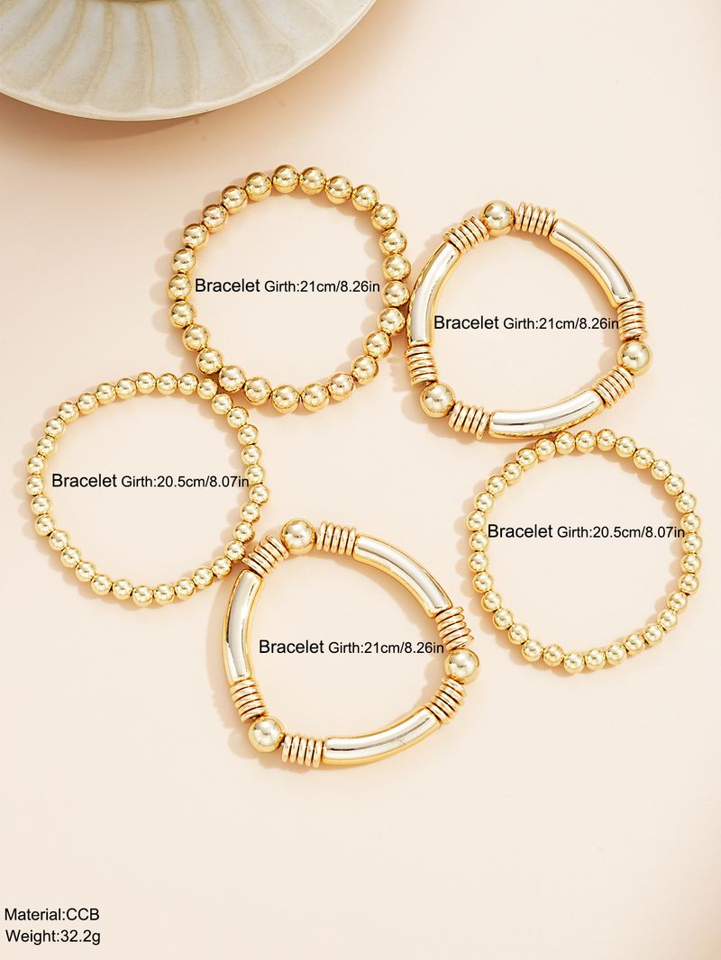Bracciale elastico impilabile con perline rotonde CCB hot-selg, stile bohémien_voghion.com