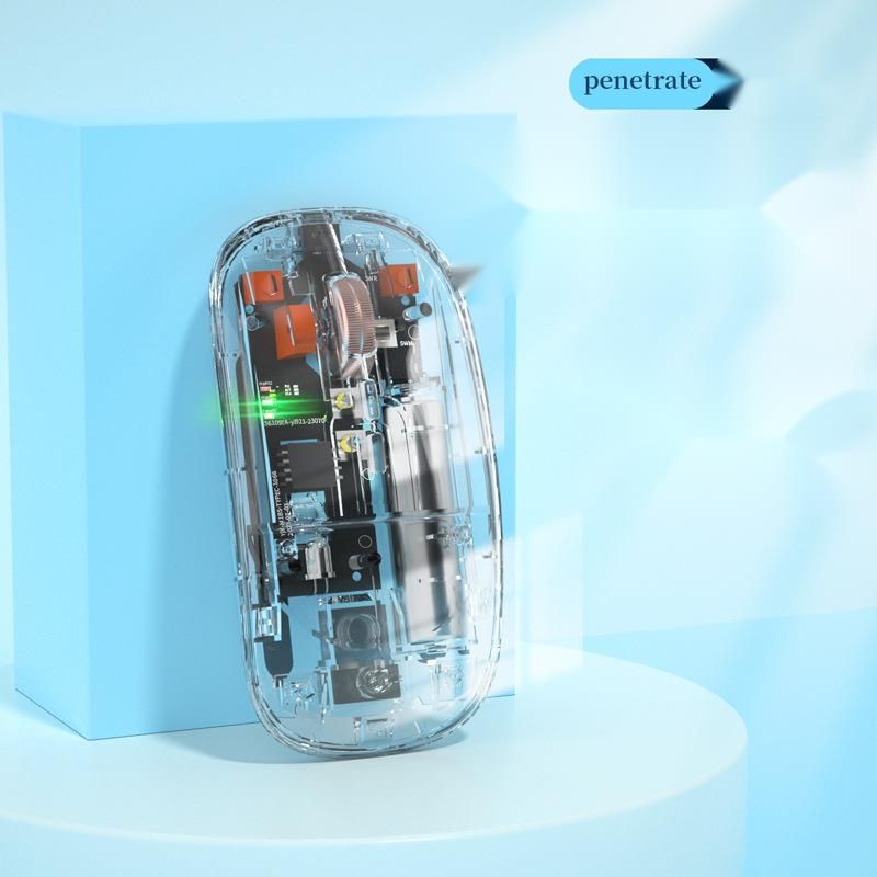 Transparante knop stille draadloze muis - Bluetooth met drie modi, compatibel met telefoons en tablets_voghion.com