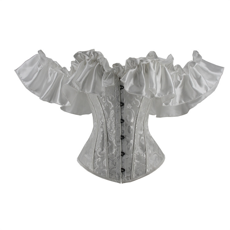 jacquard with satin lace tube top corset for palace ladies herringbone one-shoulder body shaping garments_voghion.com