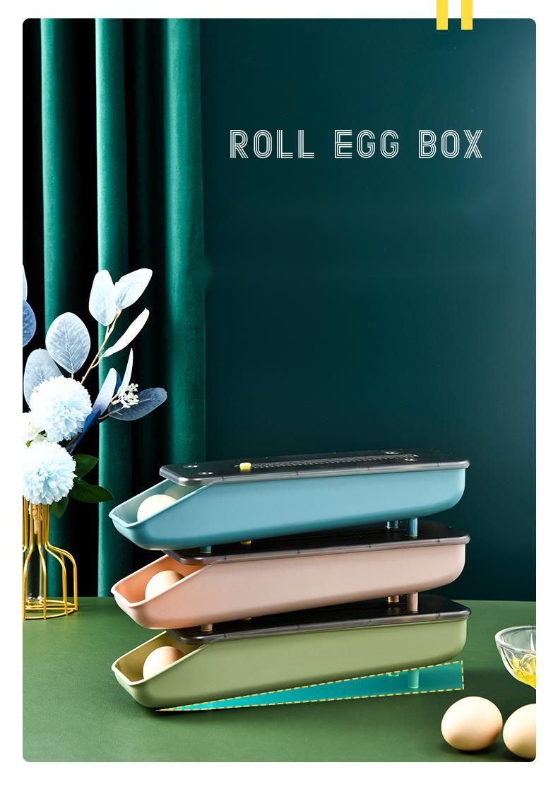 Refrigerator Fresh-Keeping Storage Creative Automatic Roller Household Kitchen Portable Egg Box Shockproof Anti-drop_voghion.com