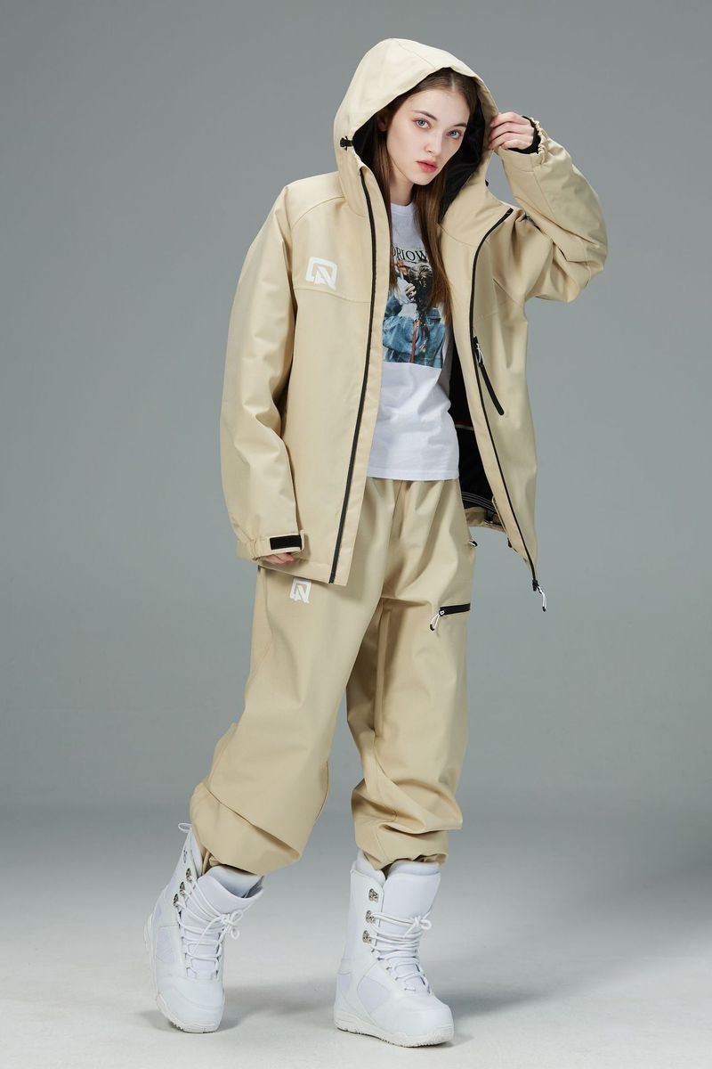 001 Set For Snowboarding Skiing, Thickened And Warm Two-Piece Outdoor Mountaineering Ski Suit_voghion.com