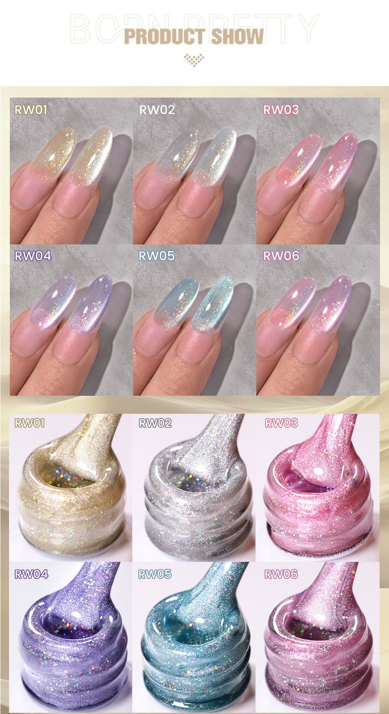 BORN PRETTY Gel Occhi di Gatto Arcobaleno Trasparente Ghiaccio - Smalto per Unghie Camaleonte Illuminante e Brillante con Glitter Olografico_voghion.com