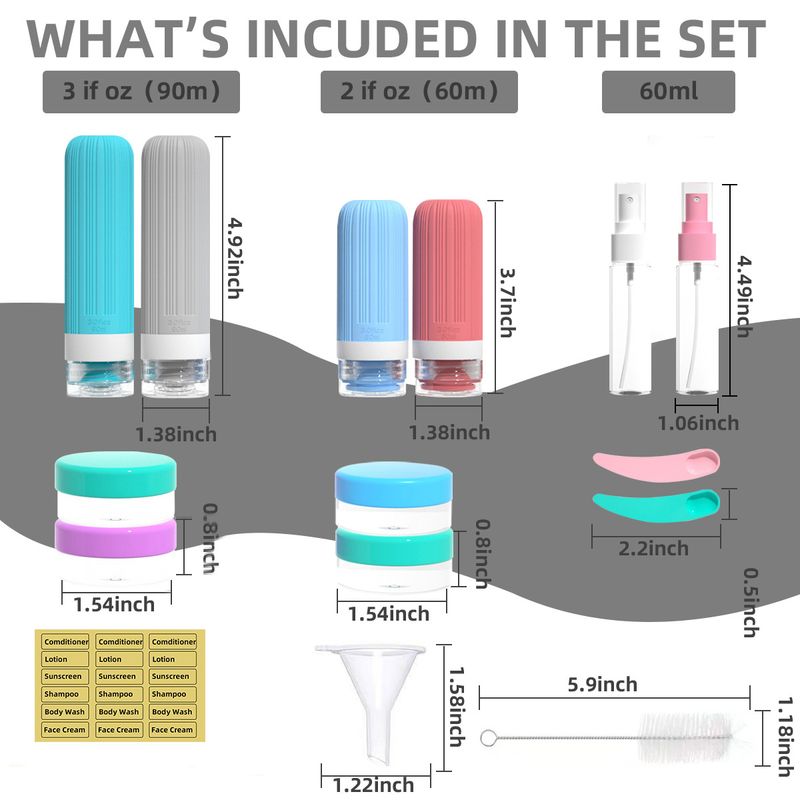 Nuovo set popolare, flacone in silicone, flacone per shampoo e gel doccia, flacone da viaggio portatile_voghion.com