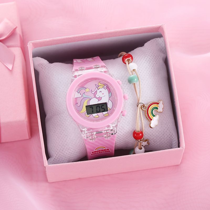 Orologi per bambini Orologio luminoso per bambini Unicorno Orologio elettronico luminoso in silicone con cinturino (2 pezzi/set)_voghion.com