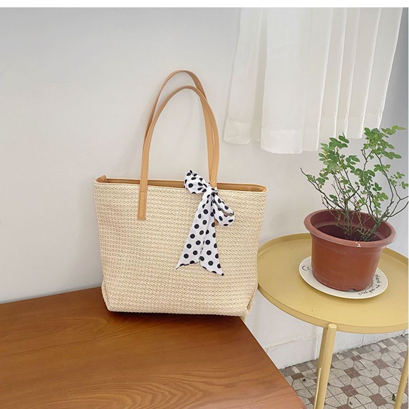 Grastasche für den Unterricht, große Kapazität, Freizeitspitze, gewebte Umhängetasche für die Sommerarbeit 2024, Einkaufstasche_voghion.com