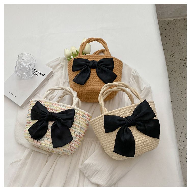 Borsa a mano in erba per le donne nel 2024, nuova borsa a secchiello in rattan versatile da campagna, piccola borsa portatile intrecciata da spiaggia_voghion.com