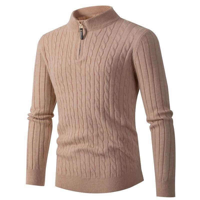 Maglione lavorato a maglia da uomo Maglione a coste semplici tinta unita moda giovanile_voghion.com