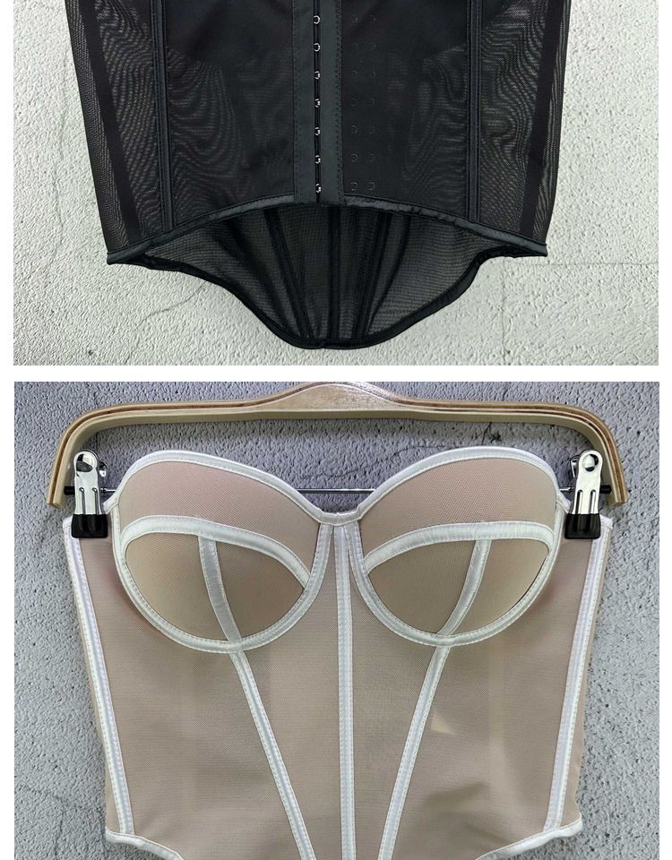 Naiste rõivad, võrgust väike vest, Camisole, retro õhuke, hingav, temperamentne kalasabakujulise rinnakorviga topp naistele_voghion.com