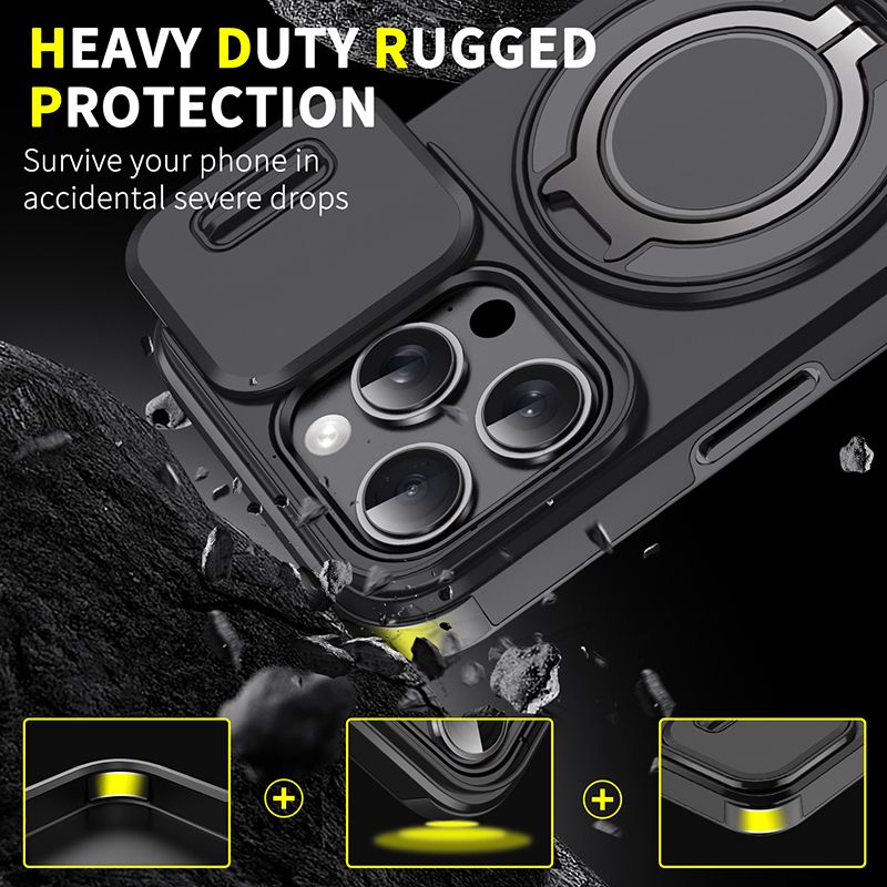 Funda con anillo magnético de metal para iPhone 13, 12 y 11, protector de lente para iPhone 15, 14, Pro Max y 16 Plus_voghion.com