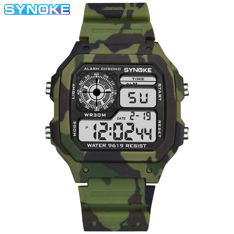 Vietam Market Camouflage Multifuctioal Fashio Square Studet Electroic Watch Colorful Lumious Waterproof Sports_voghion.com