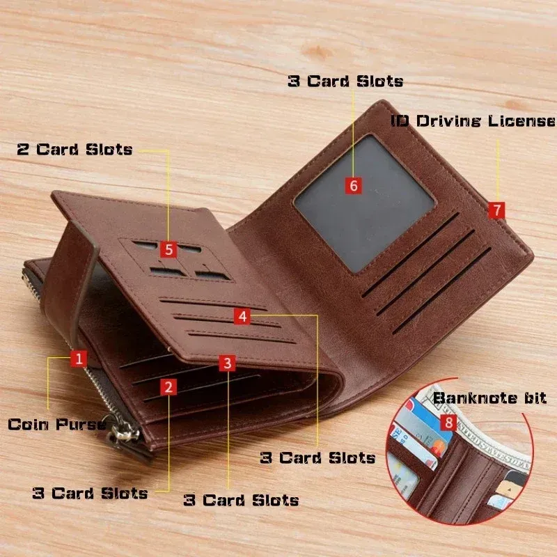 Herren Geldbörse Designer Mode RFID Blocking TLXT Mann Leder Reißverschluss Visitenkartenhalter ID Geldbeutel Brieftasche Männlich_voghion.com