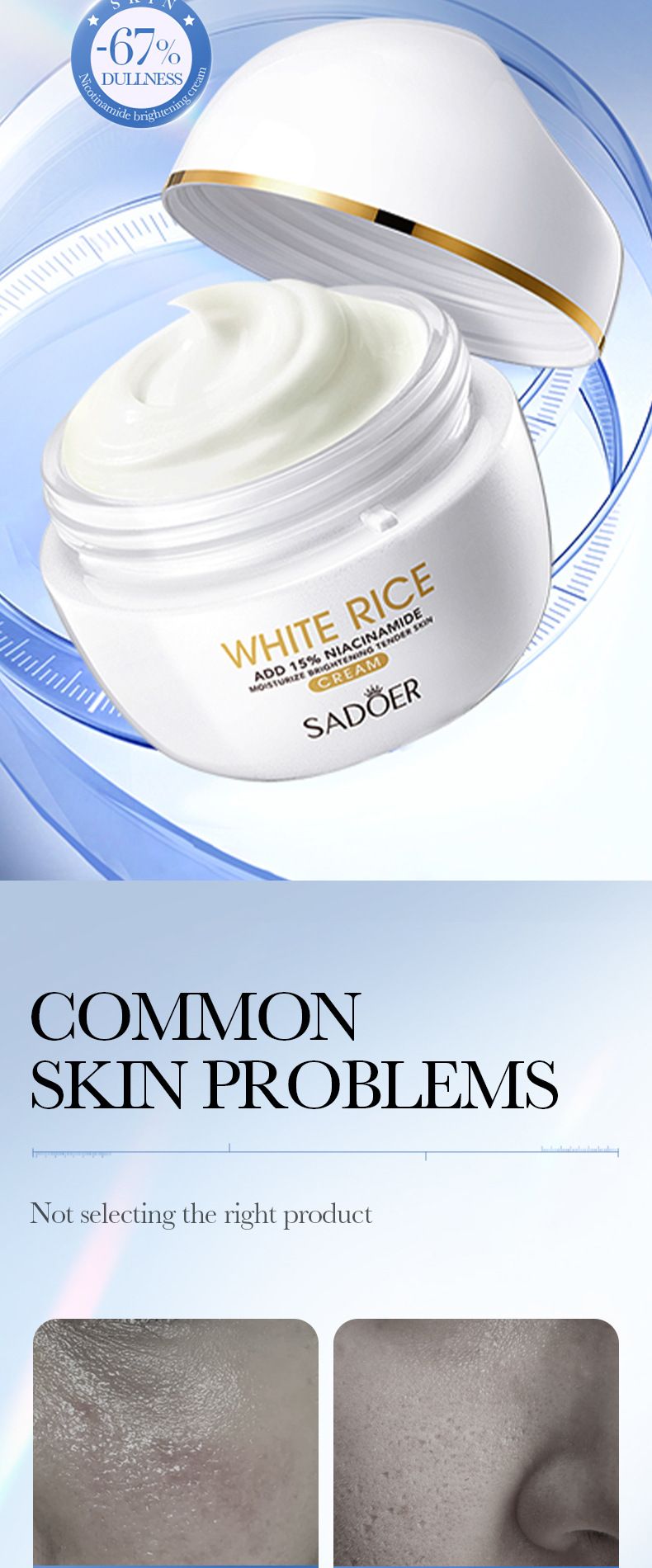 SADOER Aufhellendes Hautpflegeset mit weißem Reis und Niacinamid | Strahlende und hydratisierte Haut in 6 Schritten_voghion.com