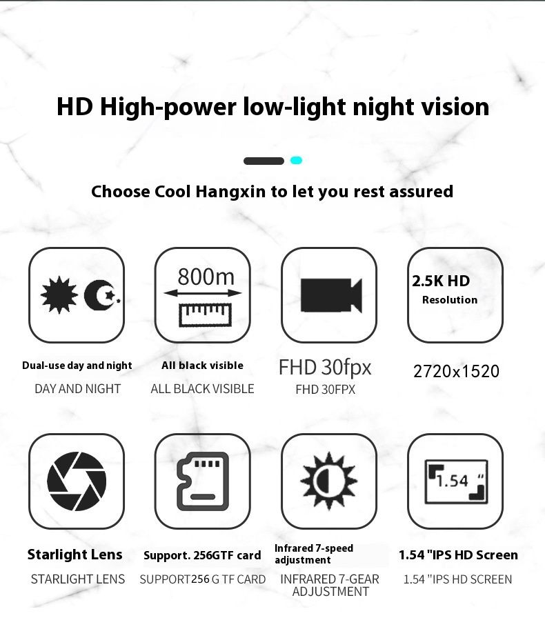 Enregistrement vidéo par caméra visuelle noire à double utilisation de jour, léger et compact, vision nocturne à tube unique haute définition_voghion.com