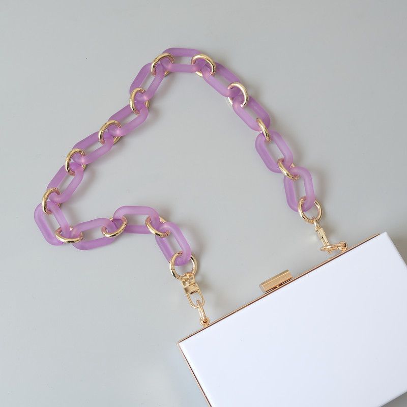 Damenmode Umhängetasche Zubehör Gemischtes Goldharz Dickes Acryl Matt Transparent Kette_voghion.com