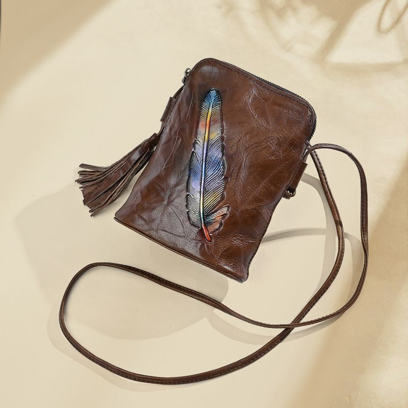 Borsa a tracolla da donna in vera pelle, stile vintage, alla moda, con primo strato in pelle bovina, unica nel suo genere_voghion.com