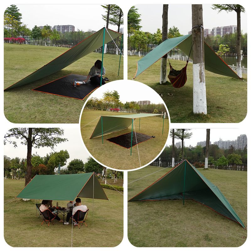 tenda da campeggio portatile con baldacchino in tessuto a quadri a quattro angoli, tenda da campeggio sulla spiaggia_voghion.com