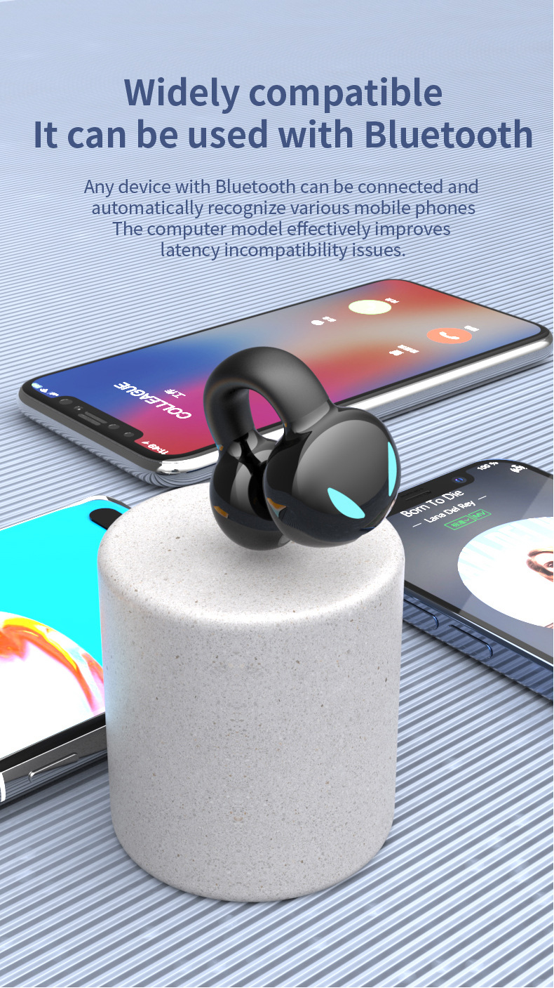 Nye øreklips YX03 Bluetooth-hodesett Trådløse øredobber med ett øre Utadvendt forretningssporthodesett_voghion.com