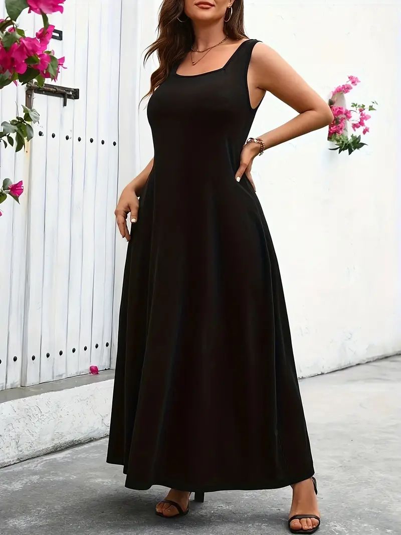Plus Size Women's Clothing Slimming Solid Color Vest Skirt Fat Mm Bottom Knitted Dress Female_voghion.com